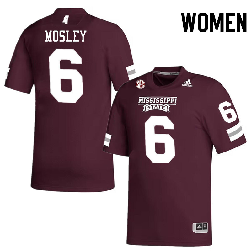 Women #6 Jordan Mosley Mississippi State Bulldogs College Football Jerseys Stitched-Maroon